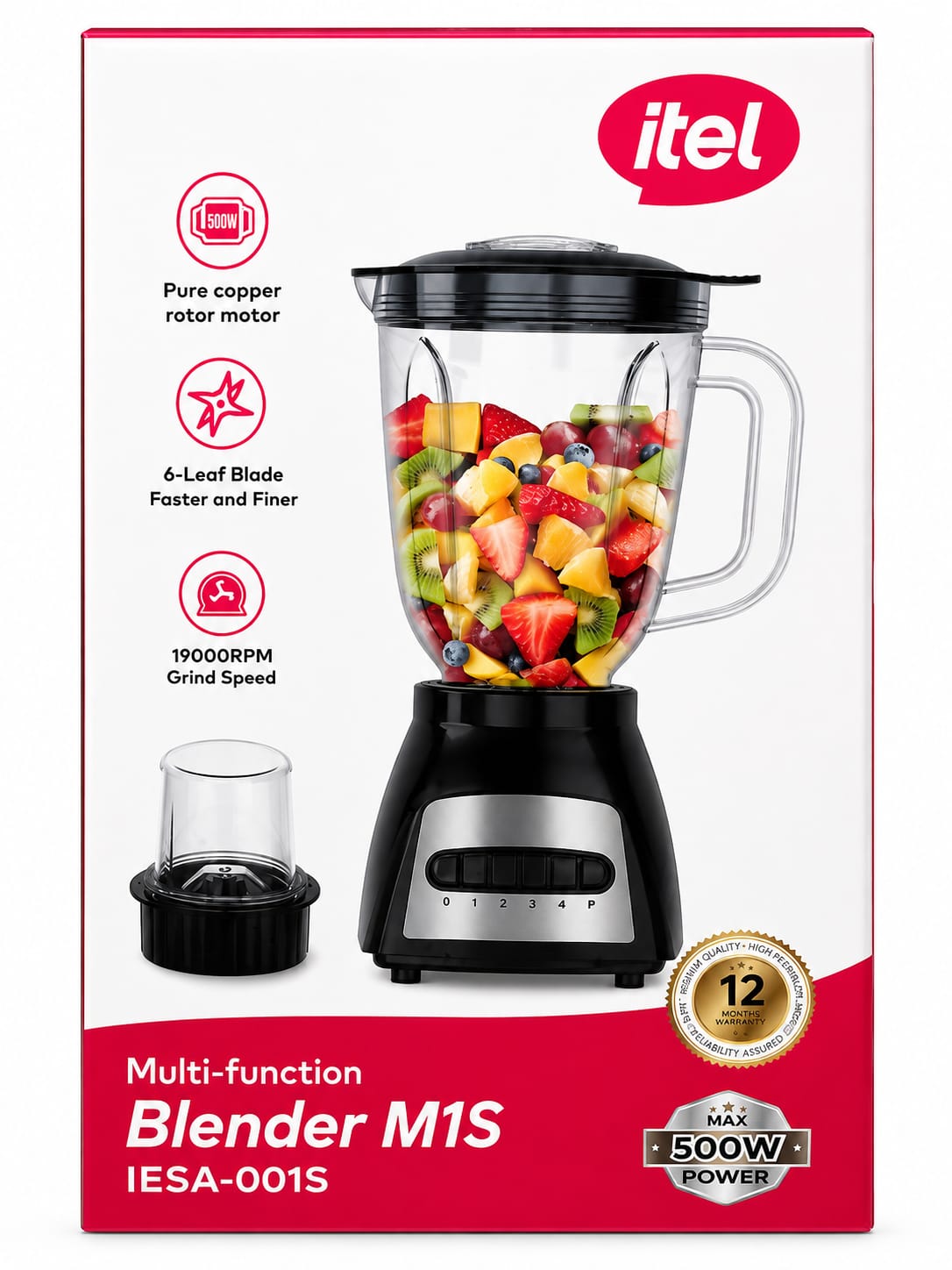 itel Multifunction Blender M1S – IESA 001S High-Speed Electric Blender for Smoothies, Juices & Food Processing